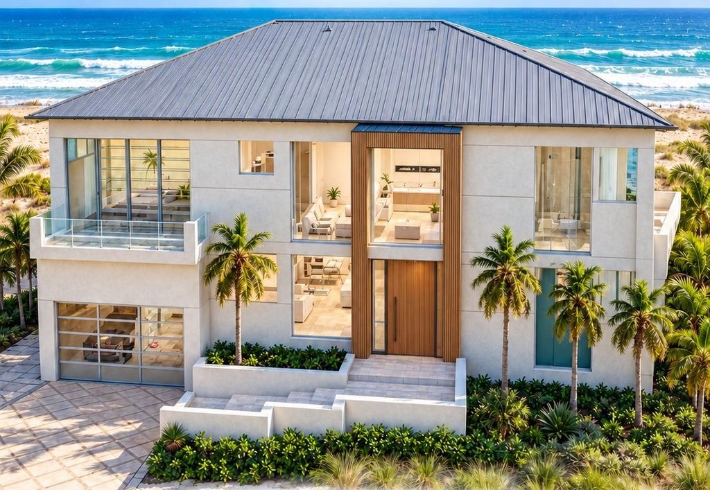 Architectural rendering of a beachfront custom home by AMA Builders in Palm Coast, Flagler County, Florida