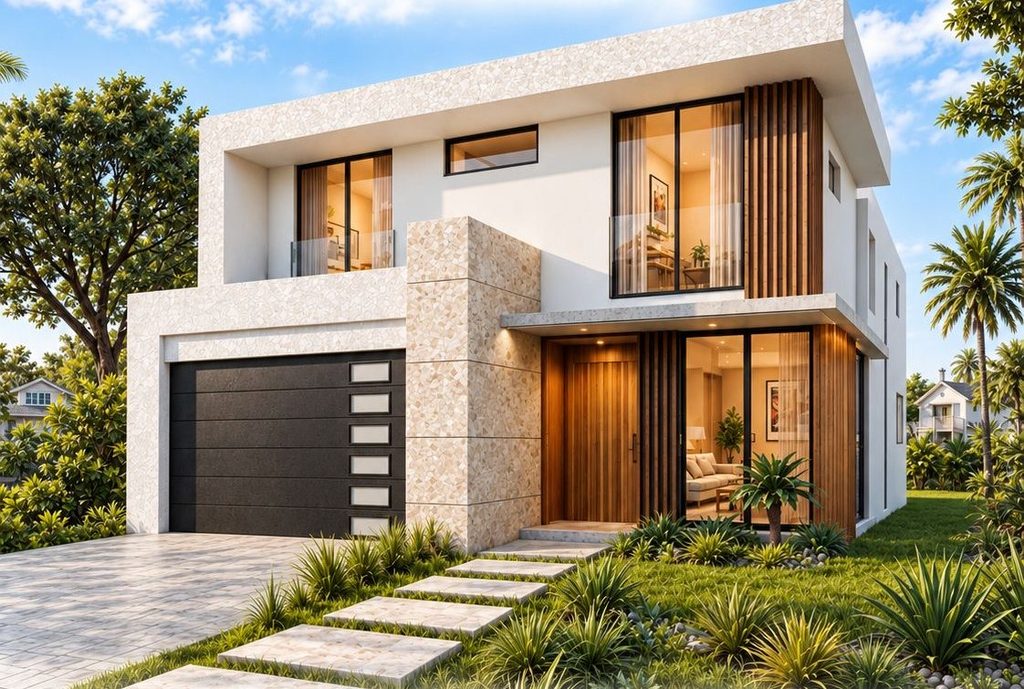 Architectural rendering of a modern two-story custom home by AMA Builders in Winter Park, Florida